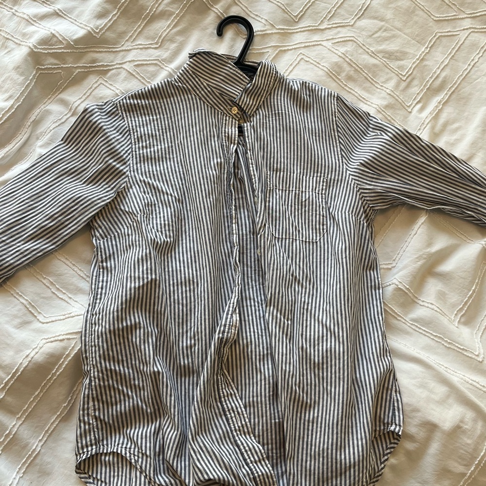 Old Navy Blue and White Striped Shirt